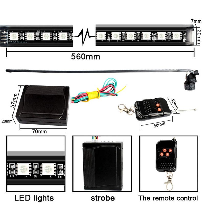 Yolu RGB LED Knight Rider Scanner Light Strip 22'' 48-SMD Multicolored LED Flash Strobe Grille Light Car Truck Interior Exterior Lighting - Image 5